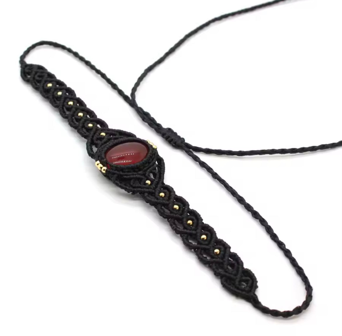 Choker Piedra Natural Micro Macramé