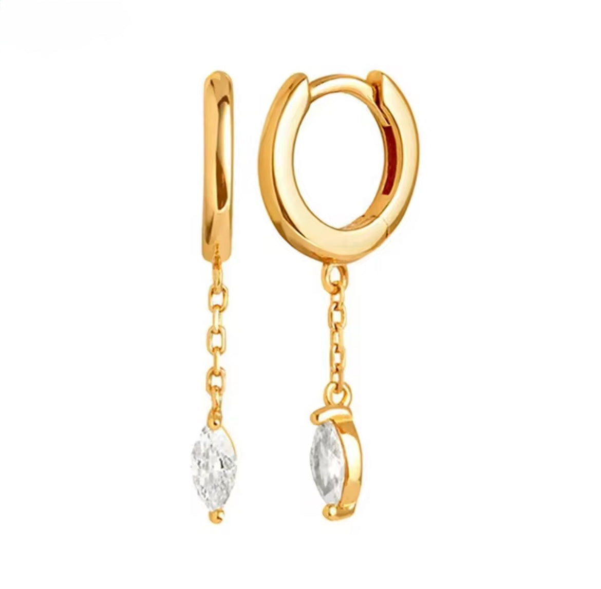 Argollas Cadena Con Circon Colgante