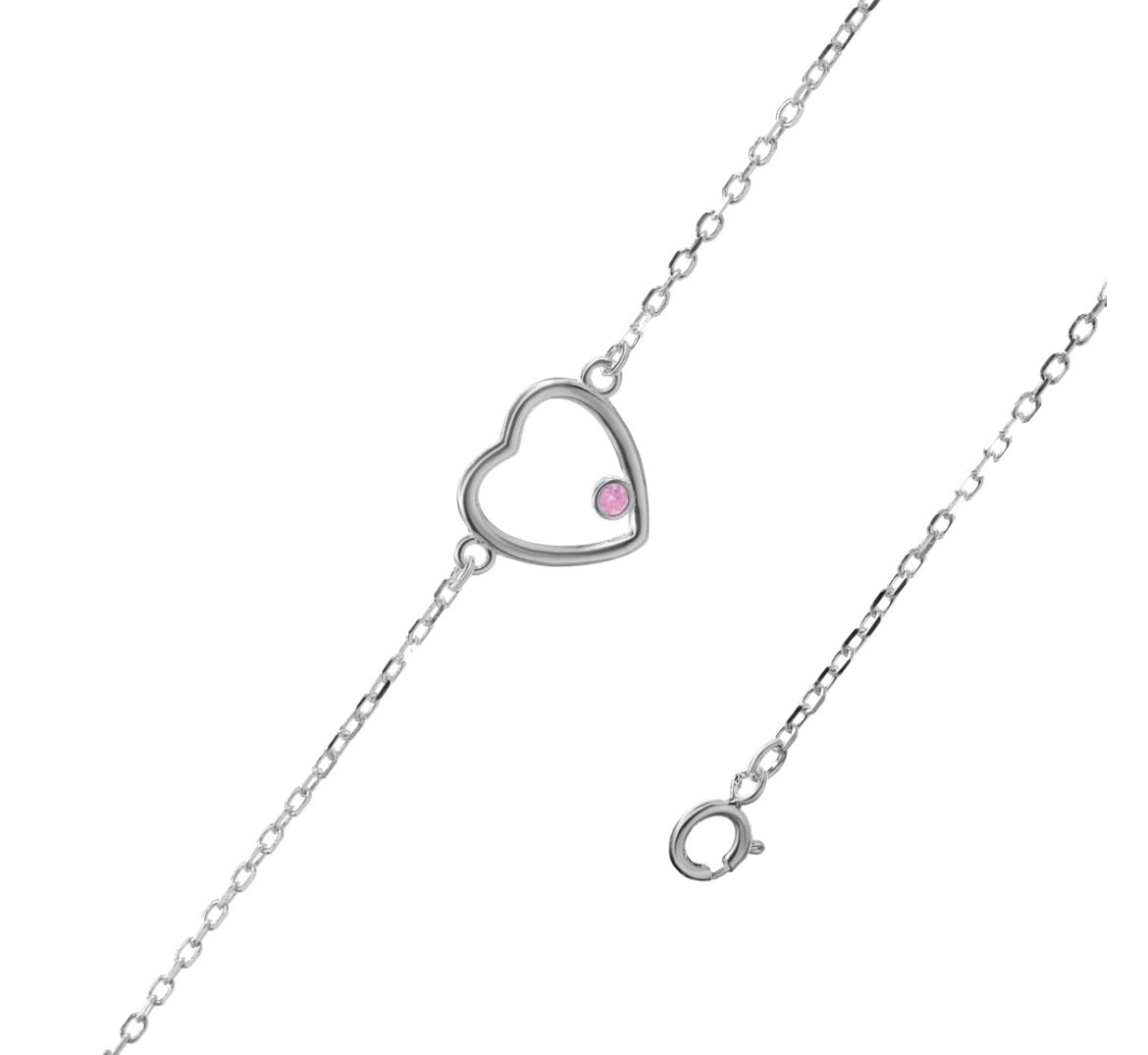 Pulsera Corazon Circon Rosa