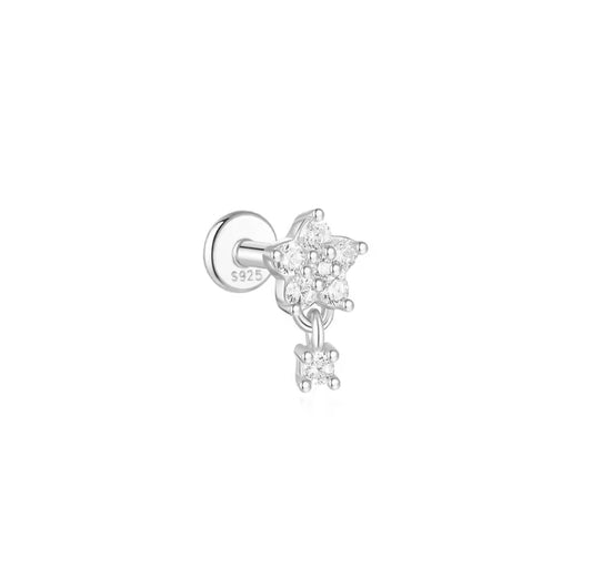 Piercing Tope Flor Circón Colgante