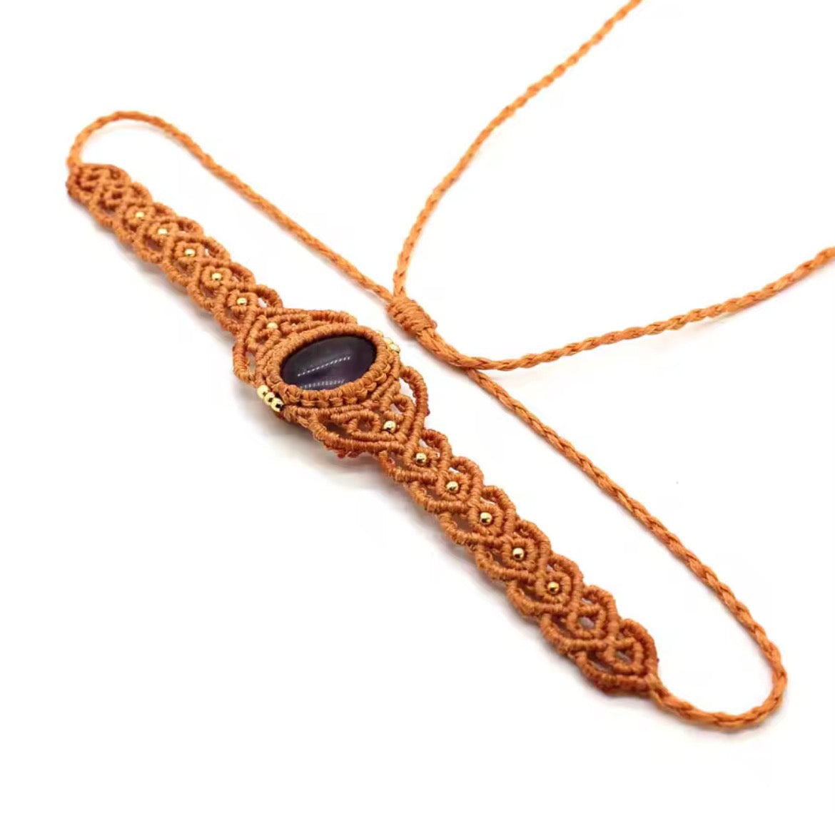 Choker Piedra Natural Micro Macramé