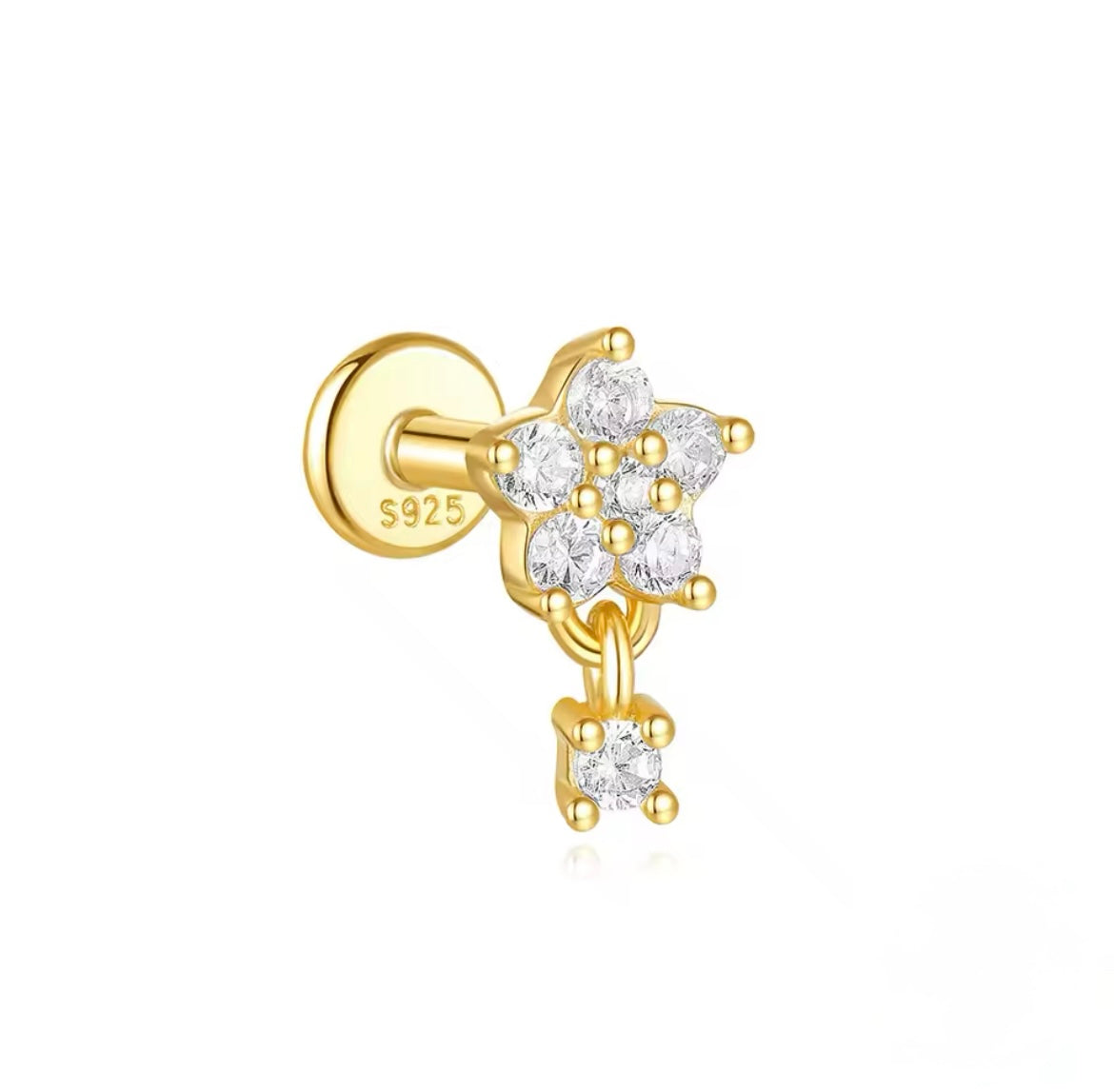 Piercing Tope Flor Circón Colgante