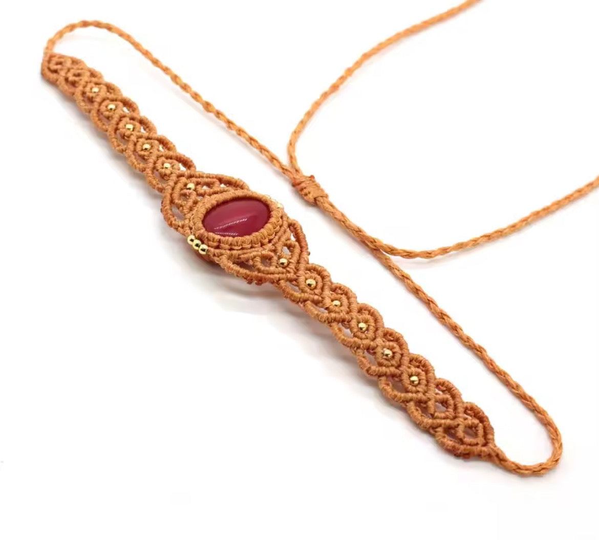 Choker Piedra Natural Micro Macramé