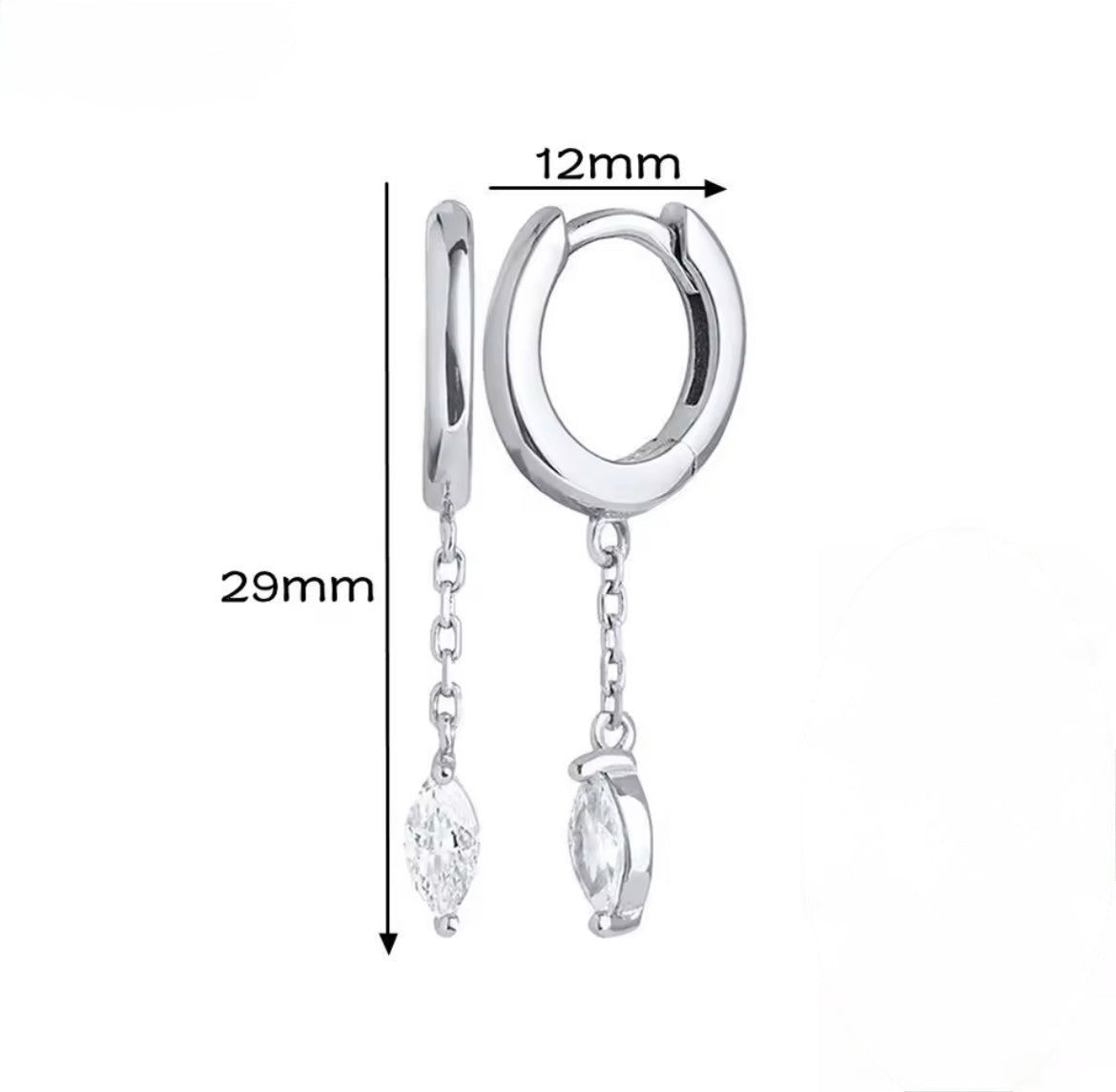 Argollas Cadena Con Circon Colgante