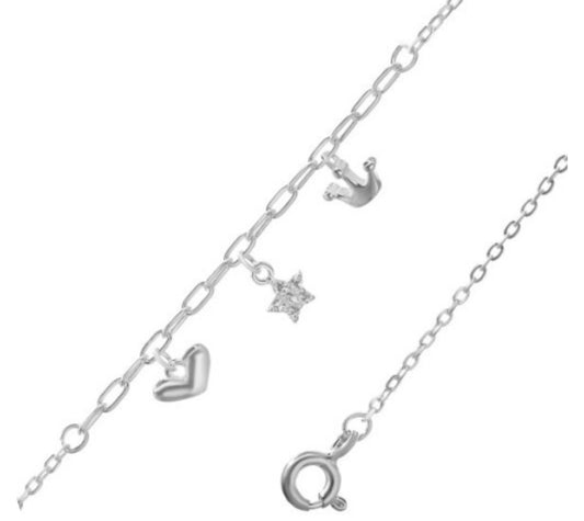 Tobillera Diseños Corazon, Estrella y Corona