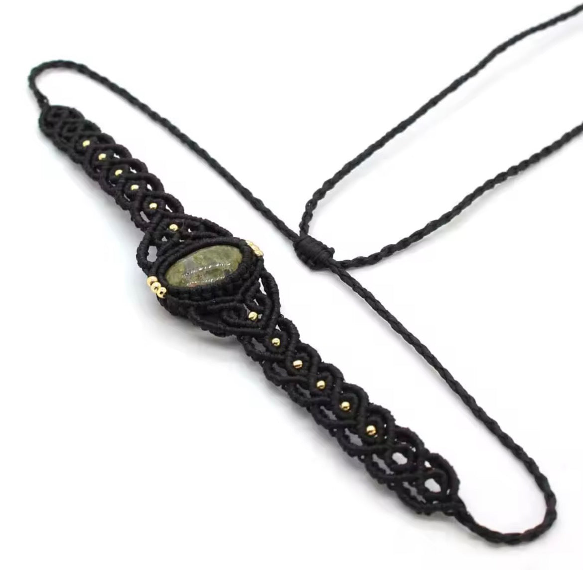 Choker Piedra Natural Micro Macramé