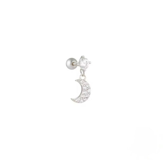 Piercing Circón Luna Colgante