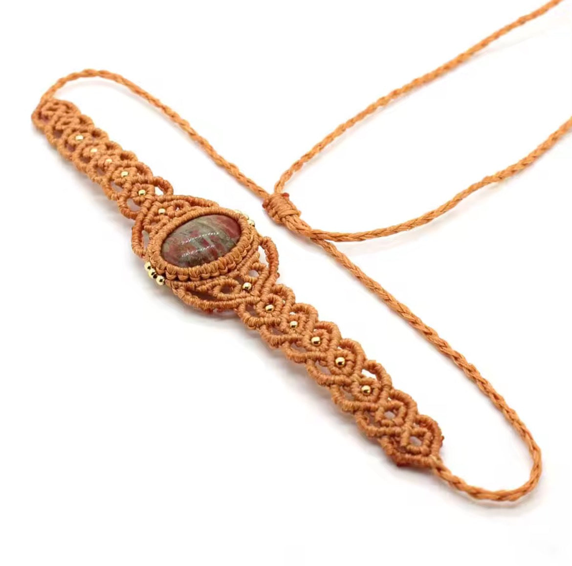 Choker Piedra Natural Micro Macramé